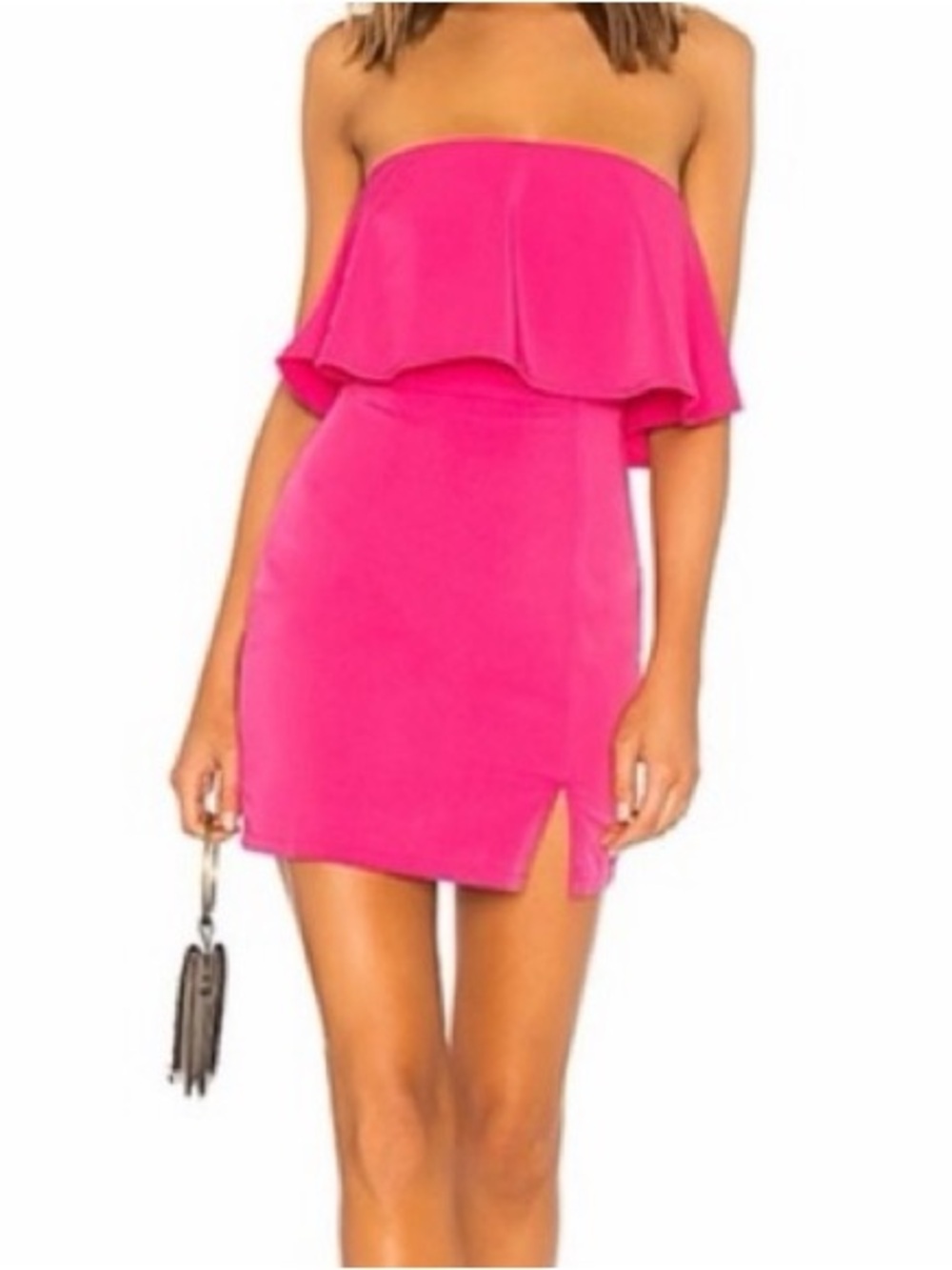 Revolve By The Way Strapless Ruffle Pink Dress